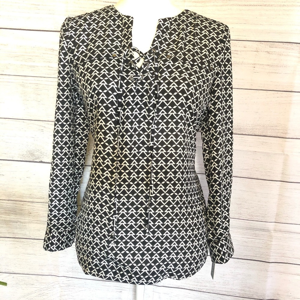 My Michelle | Lace Up Blouse